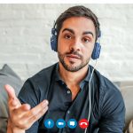 Man on a video call with a Russian woman