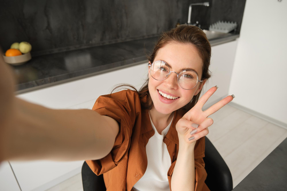 Genuine woman on a video chat